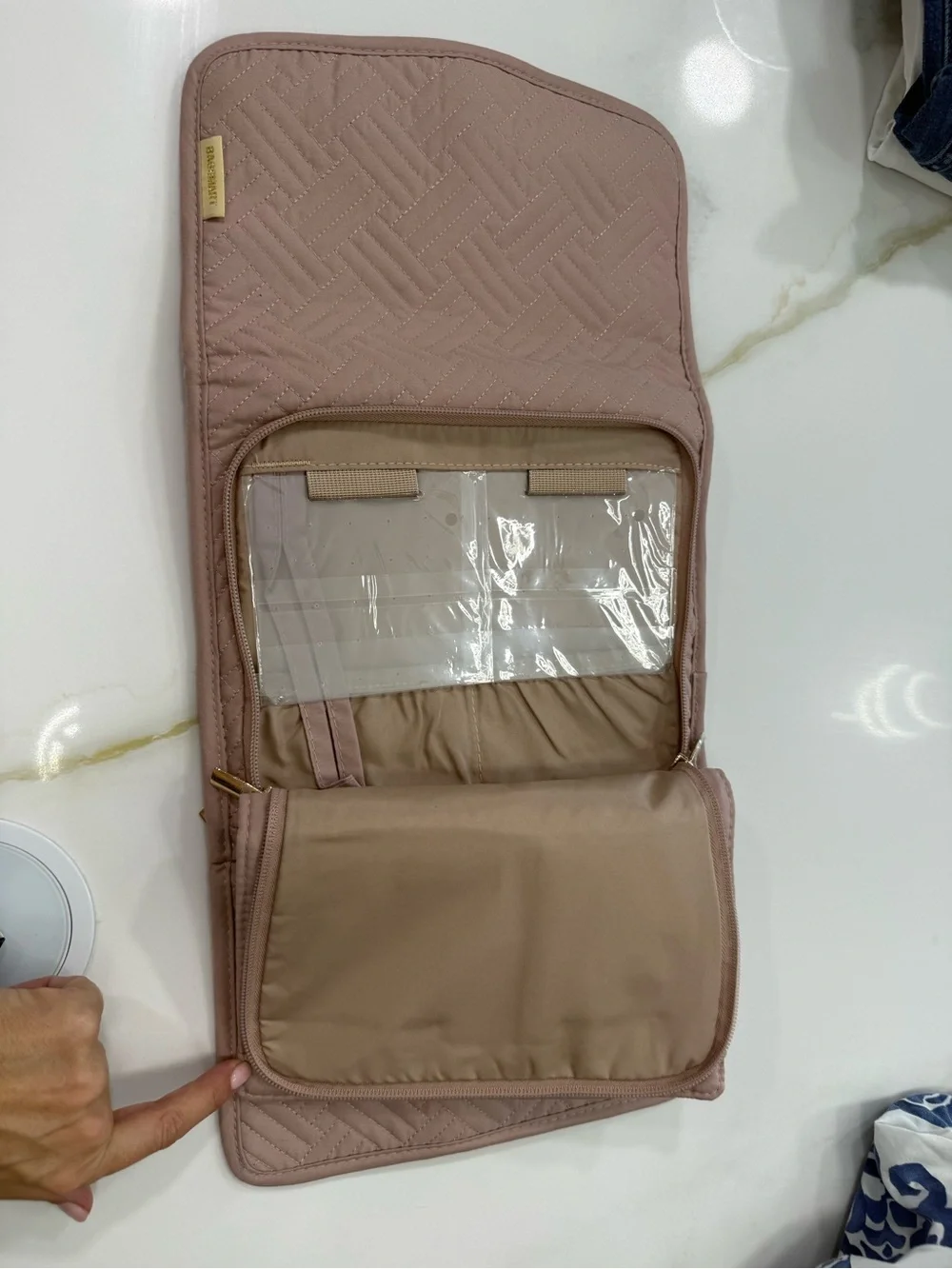 Quilted Cosmetic Pouch in Mauve